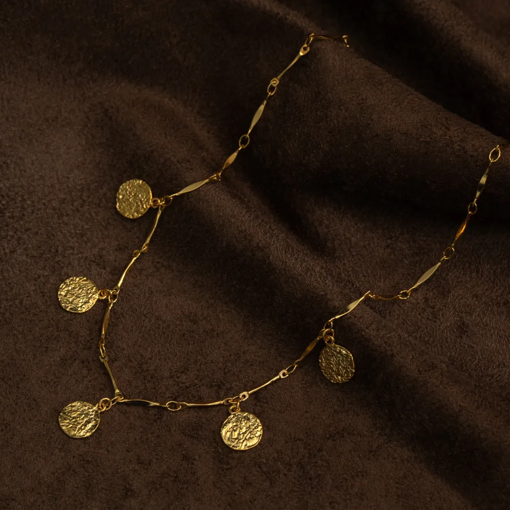 Orelia Mini Molten Coin Charm Necklace halskæde guld