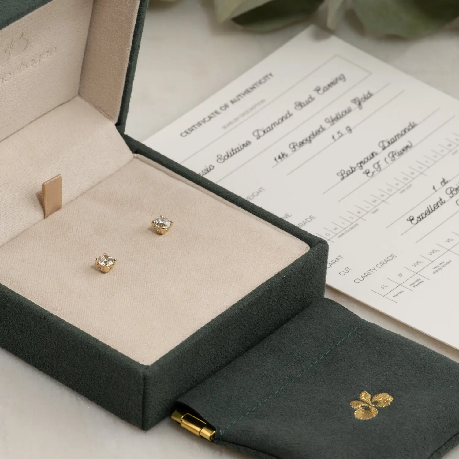 Sisi Copenhagen Classic Solitaire ørestikker guld 1,0 ct