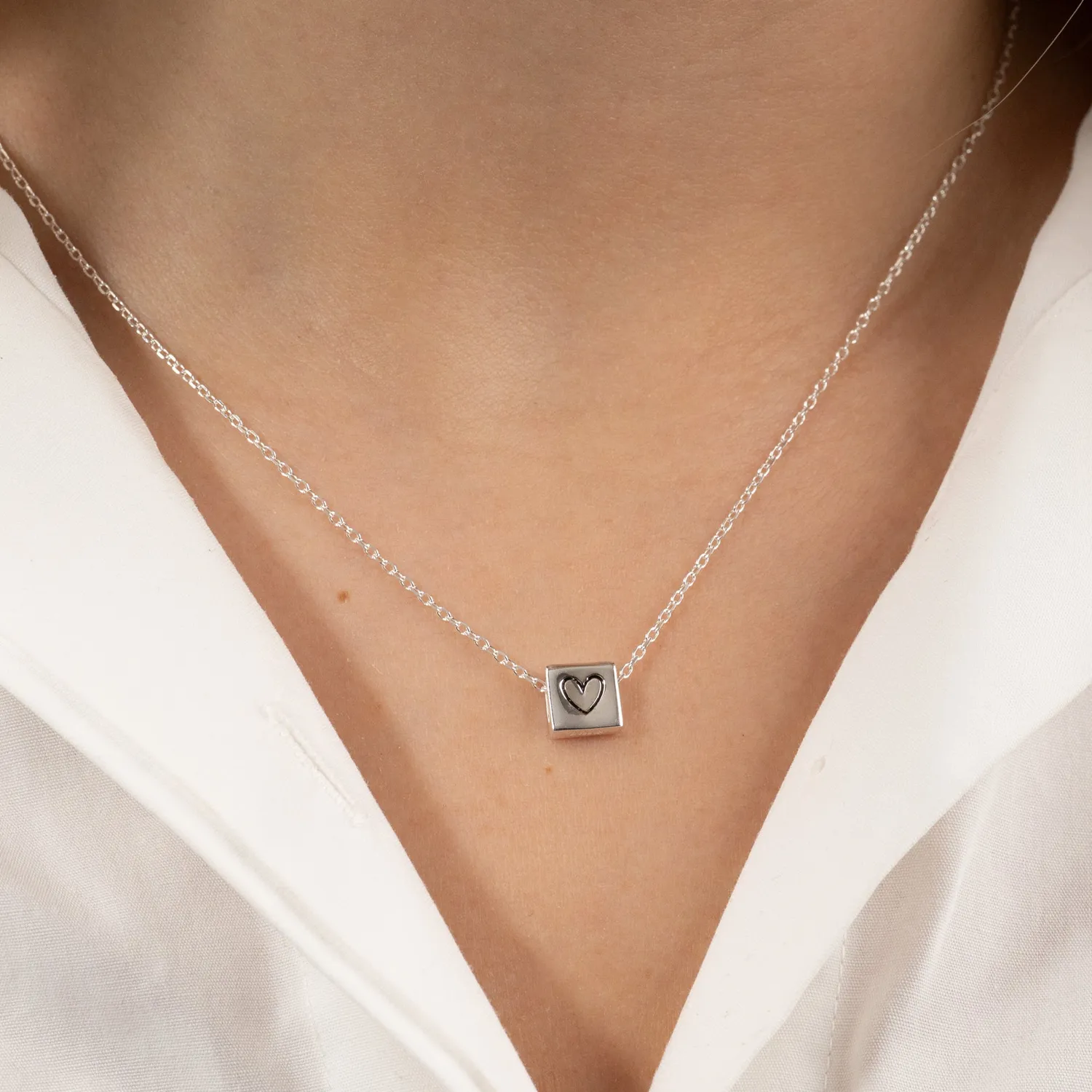 Sisi Copenhagen Box Heart vedhæng sølv 8x8 mm sterlingsølv