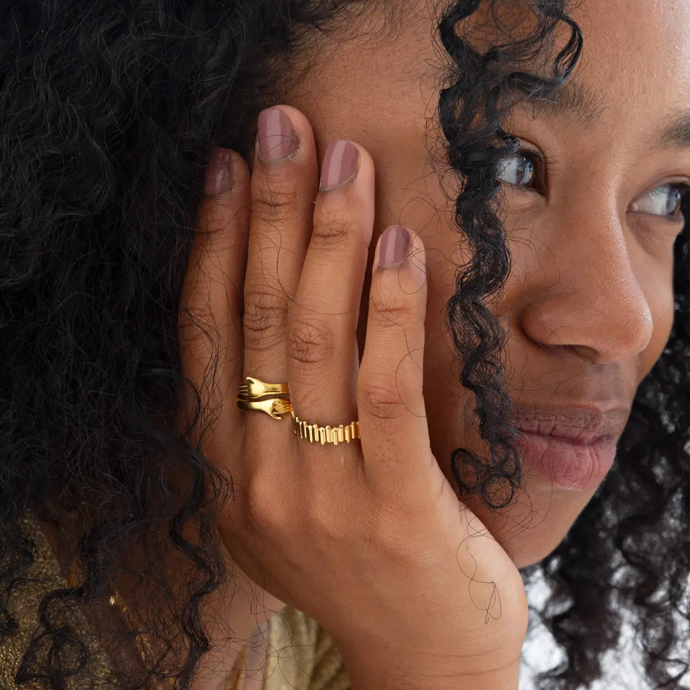 Timi of Sweden Cleo skulptur ring justerbar forgyldt guld