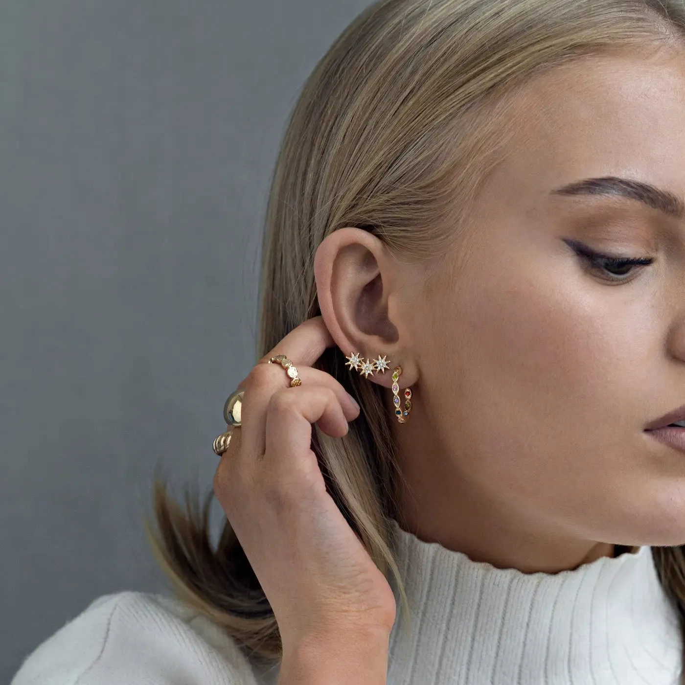 TIMI OF SWEDEN Krystal Hoop øreringe guld farverige