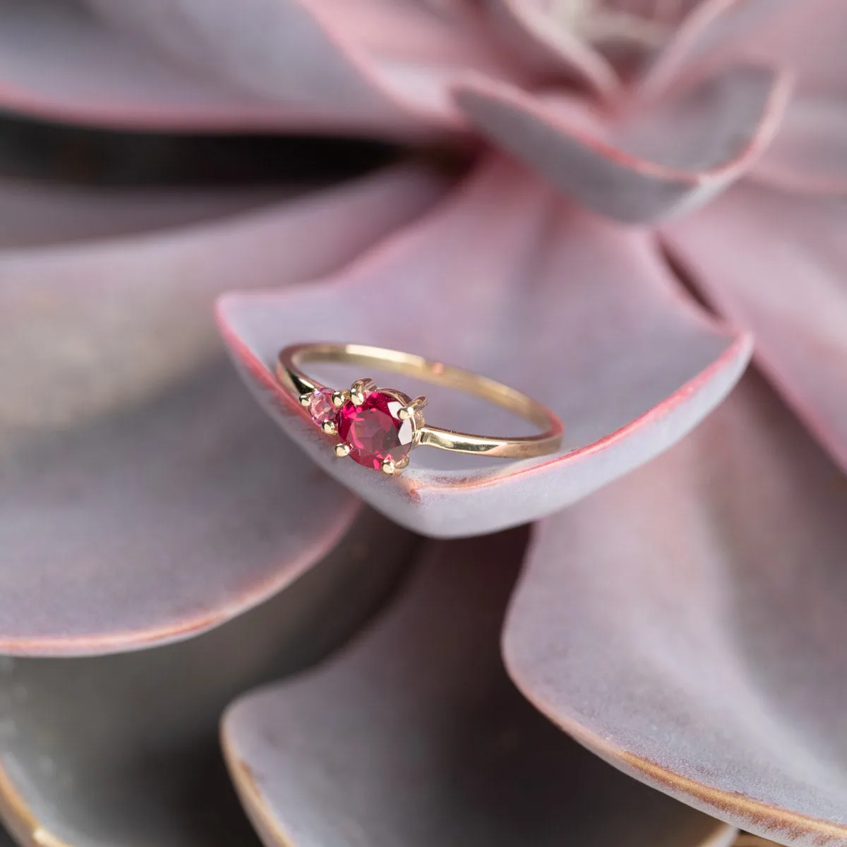 Sisi Copenhagen Gladis Pink Rhodolite ring 9 kt guld