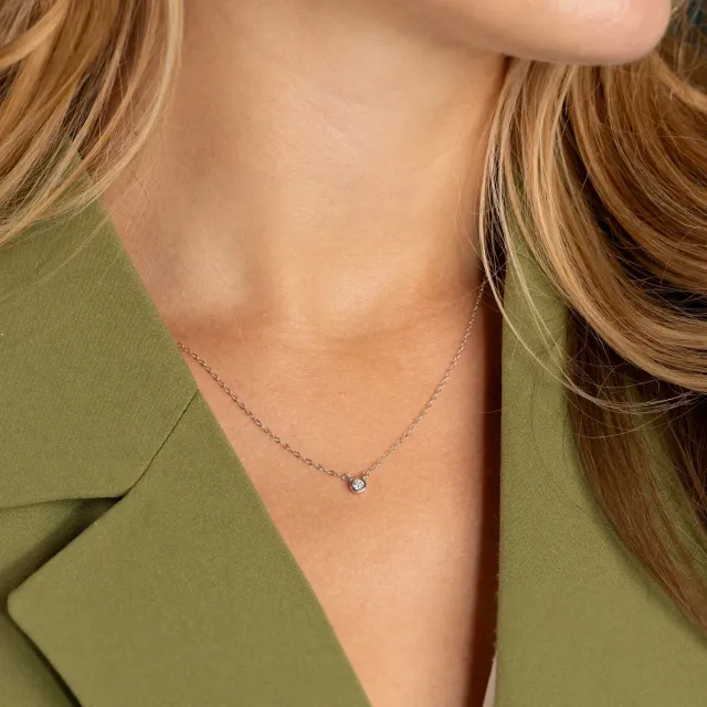 Sisi Copenhagen Diamond Solitaire Bezel halskæde hvidguld 0,1 ct
