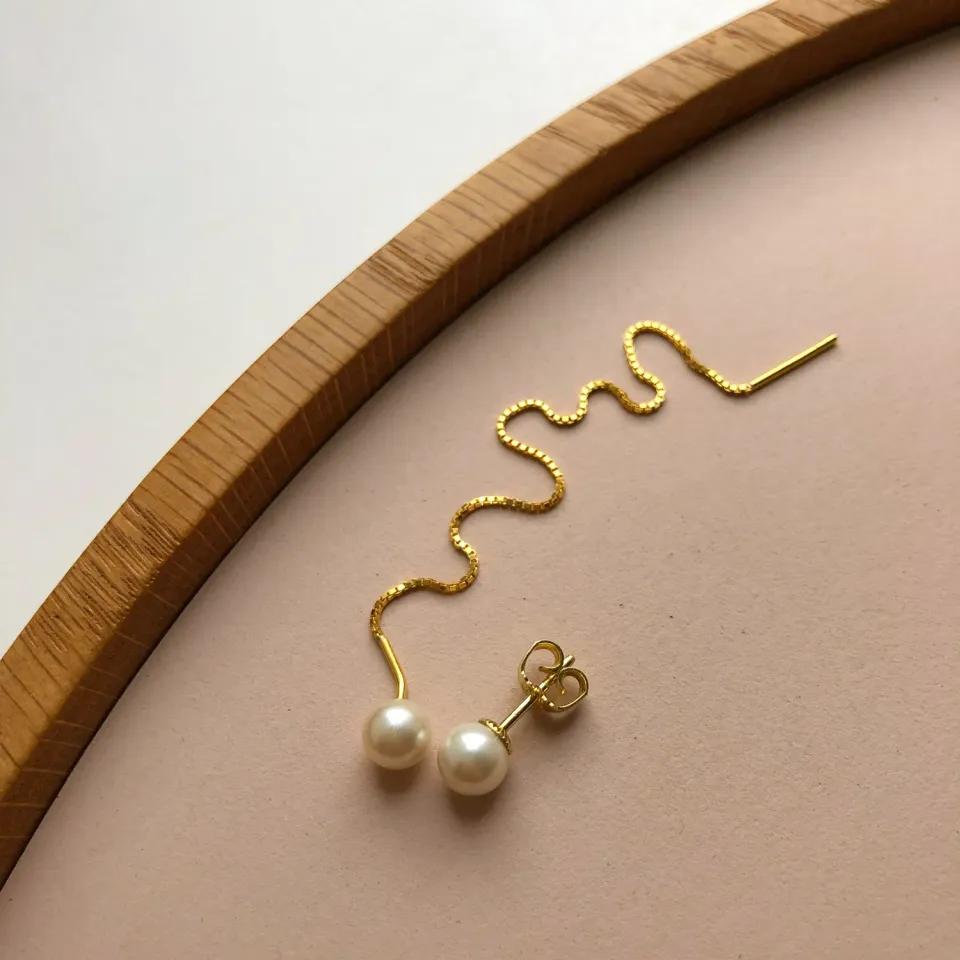 Sunshine & She String & Stik sæt forgyldt shell pearl 12 cm