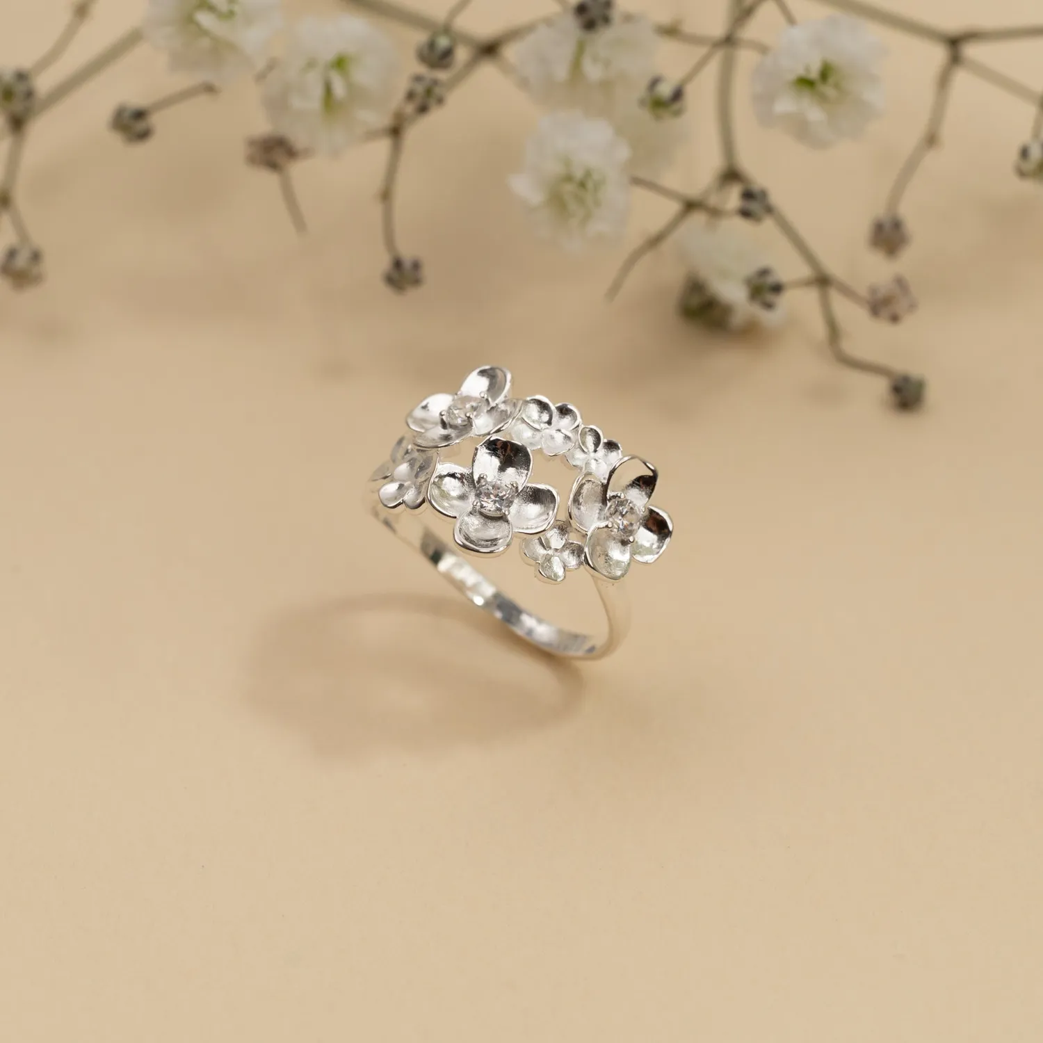 Sisi Copenhagen Flora Crystal ring sølv zirkonia 52