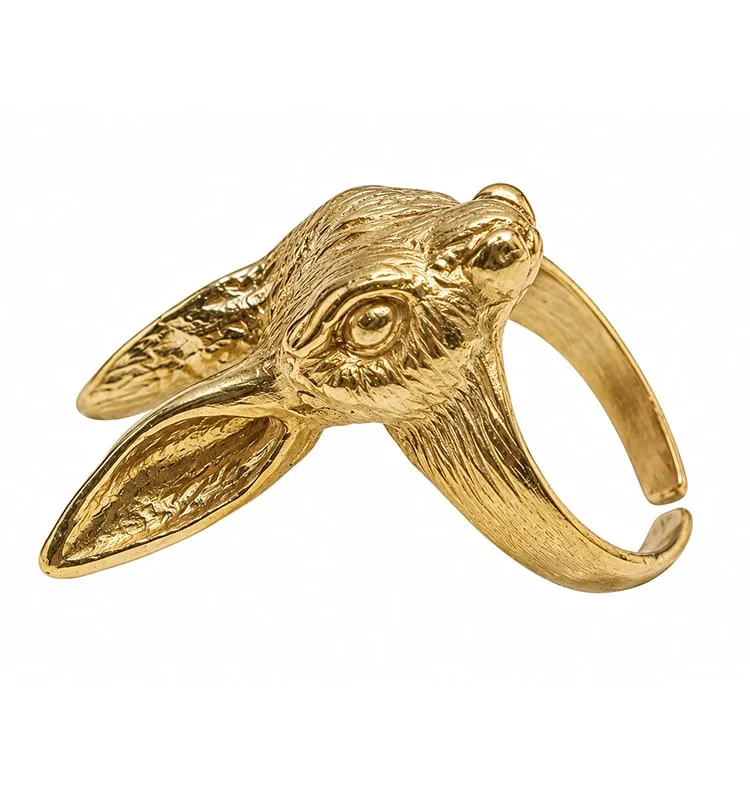 Wos Rabbit ring messing guld justerbar