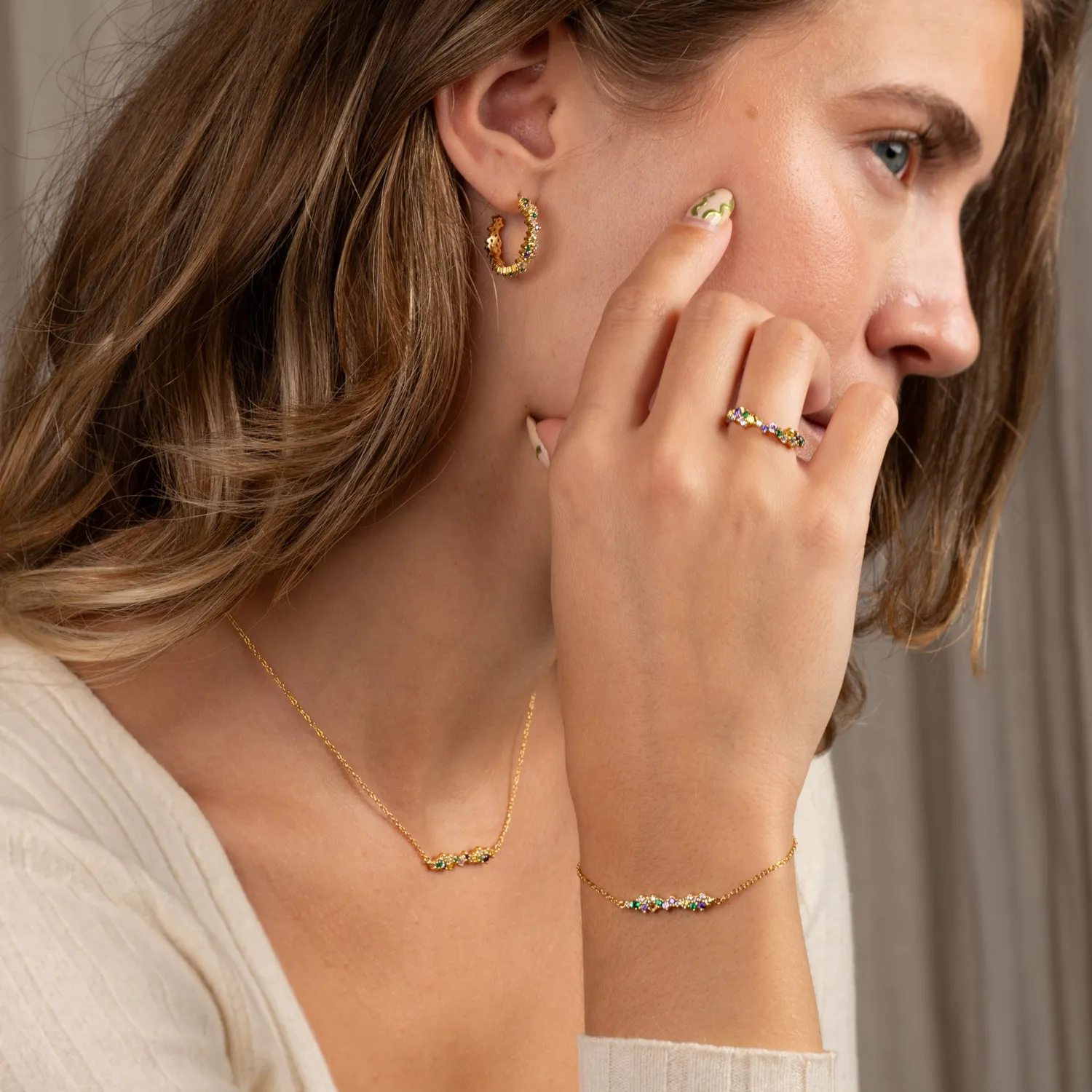 Sisi Copenhagen Clair Rainbow forgyldt ring med zirkonia