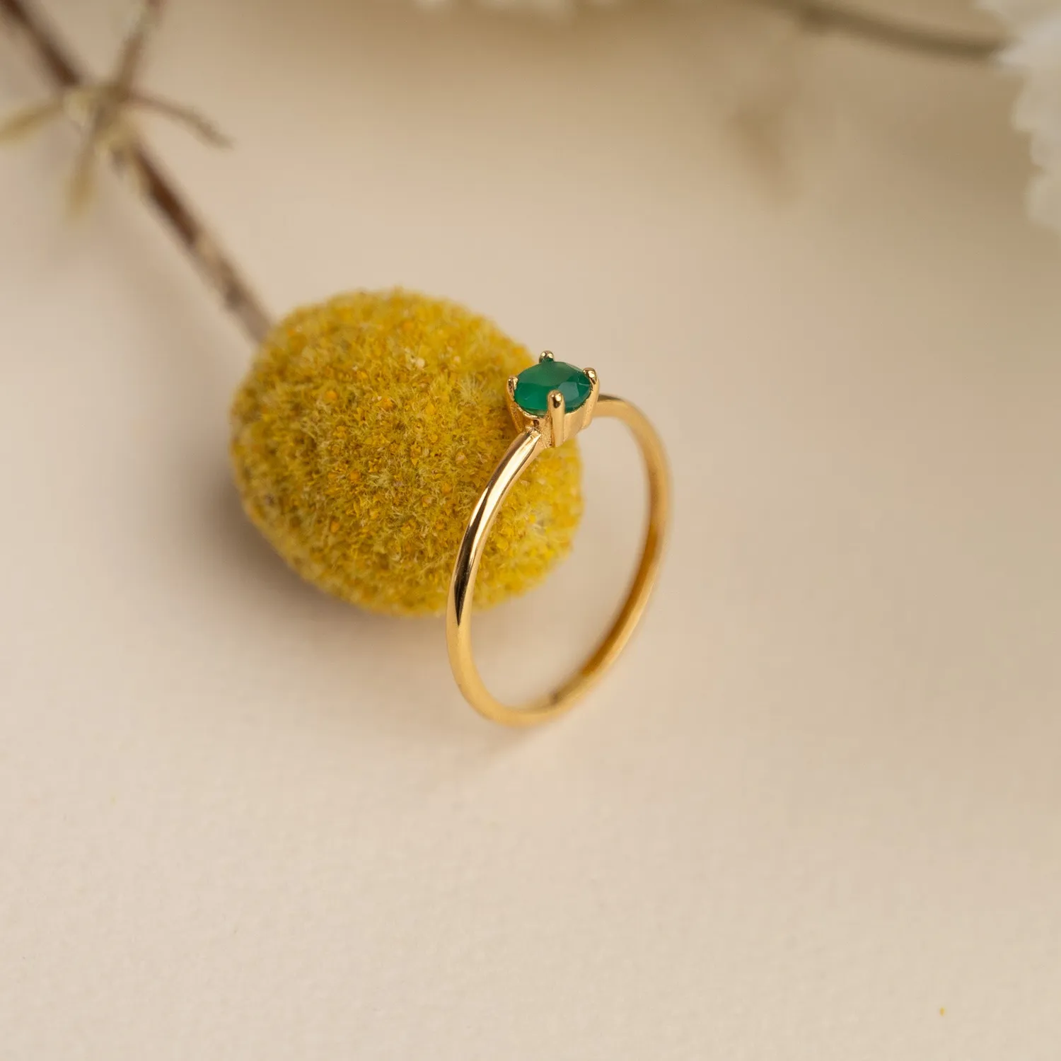 Sisi Copenhagen Gemma ring forgyldt grøn agat 4 mm