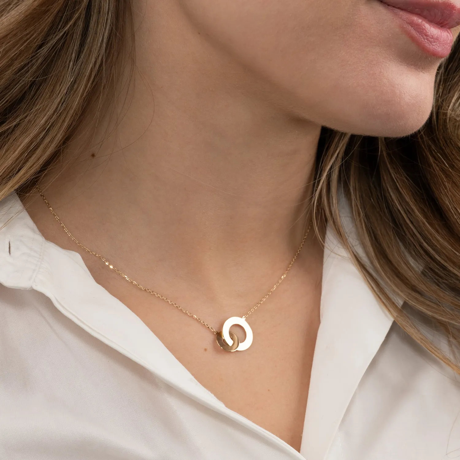 Sisi Copenhagen Joined Rings guldhalskæde graverbar 9 kt