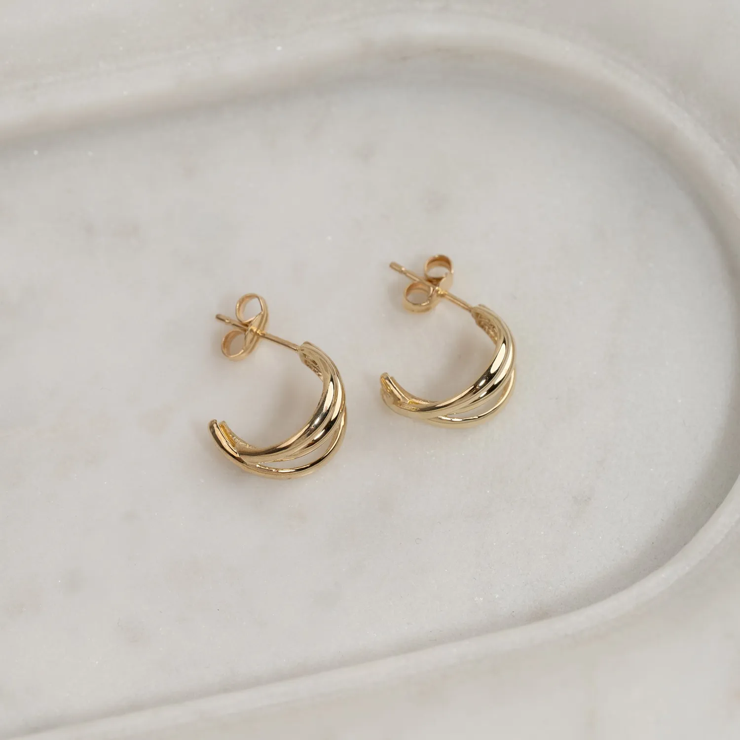 Sisi Copenhagen Elin creoler 9 kt guld tredelt par