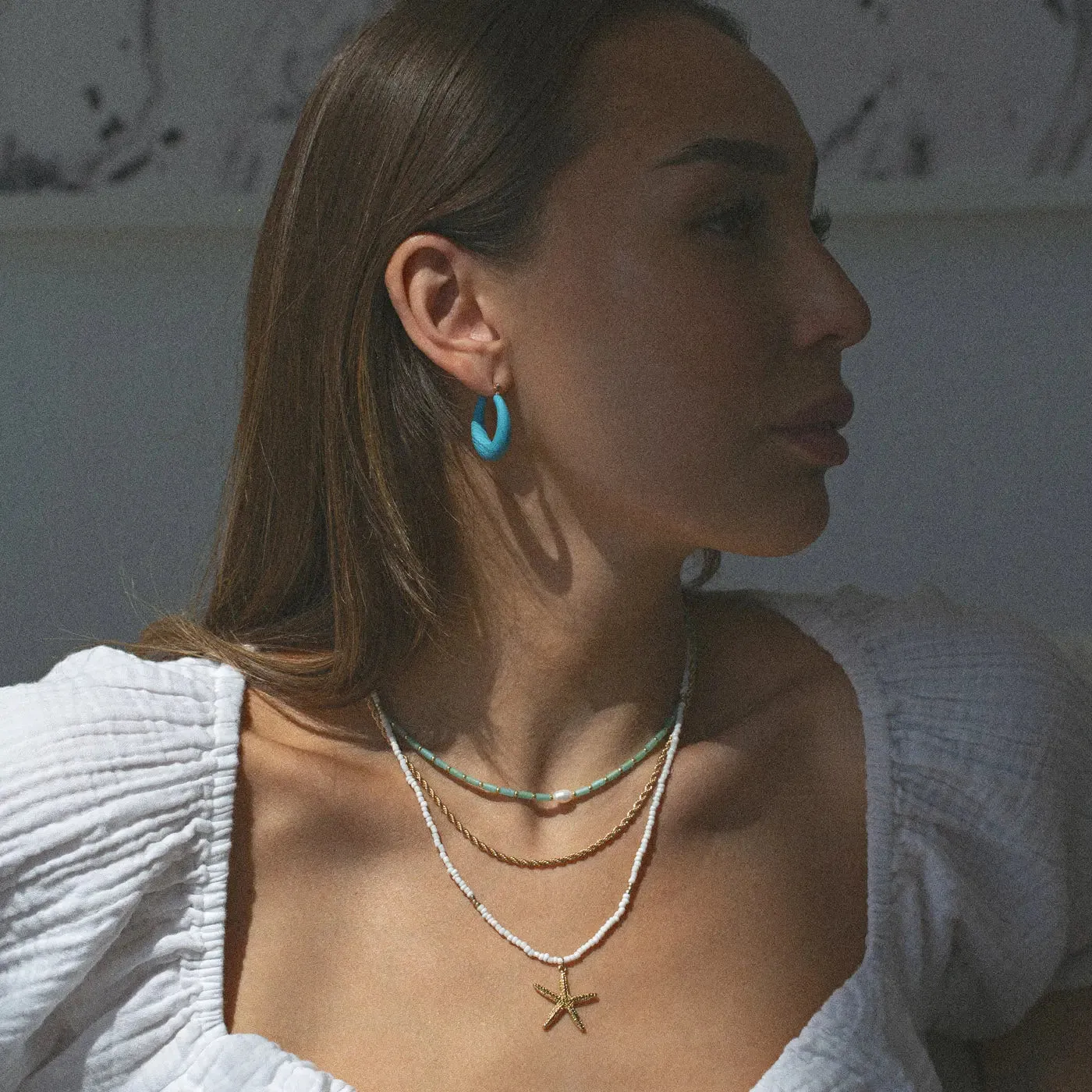 TIMI OF SWEDEN Donna hoop øreringe blå 25 mm