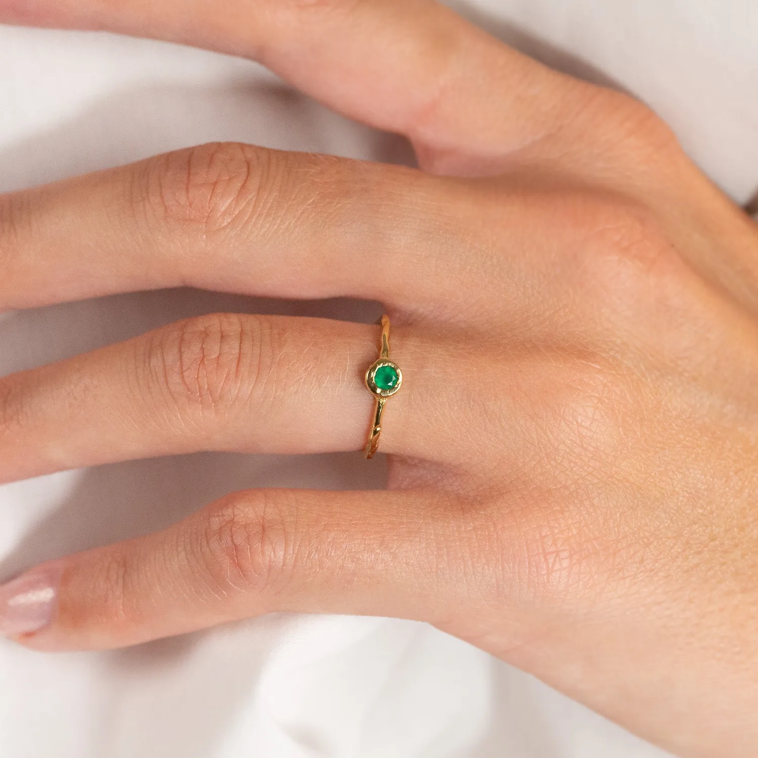 Sisi Copenhagen Selene Green Agate Golden ring grøn agat forgyldt