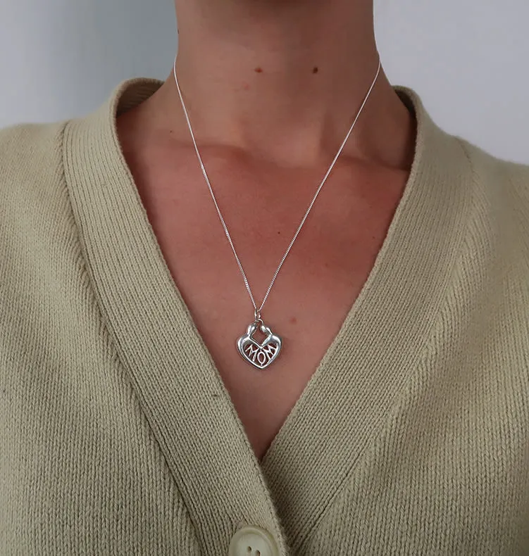 Wos MOM charm vedhæng 925 sølv hjerte 2,4 cm
