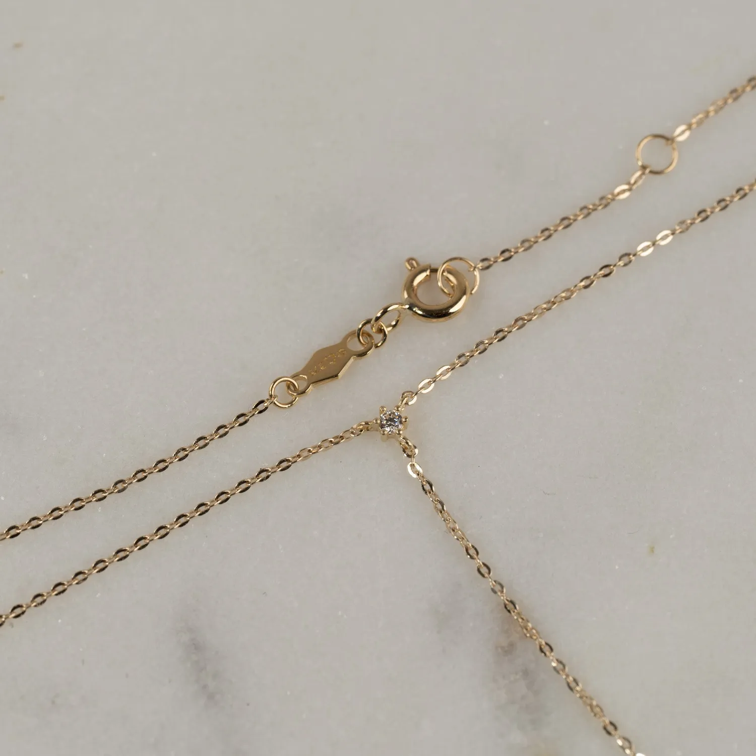 Sisi Copenhagen Elenora halskæde 9 kt guld zirkon 46 cm
