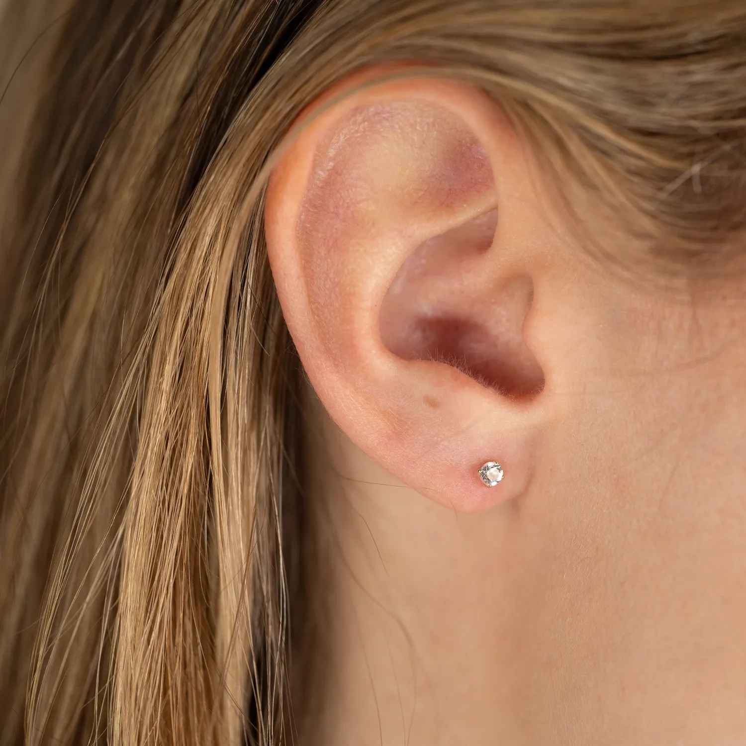 Sisi Copenhagen Soley White Topaz ørestikker massivt guld