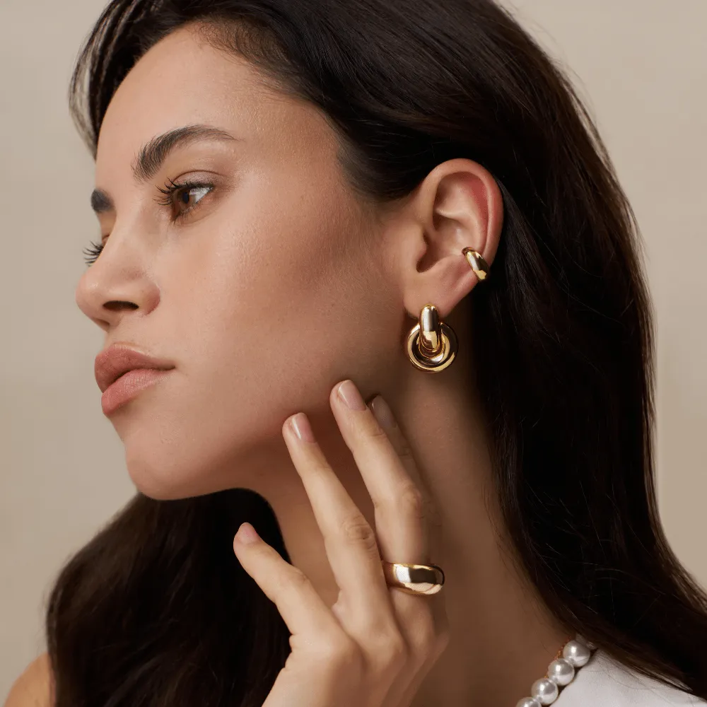 Orelia Polished Domed Ear Cuff forgyldt