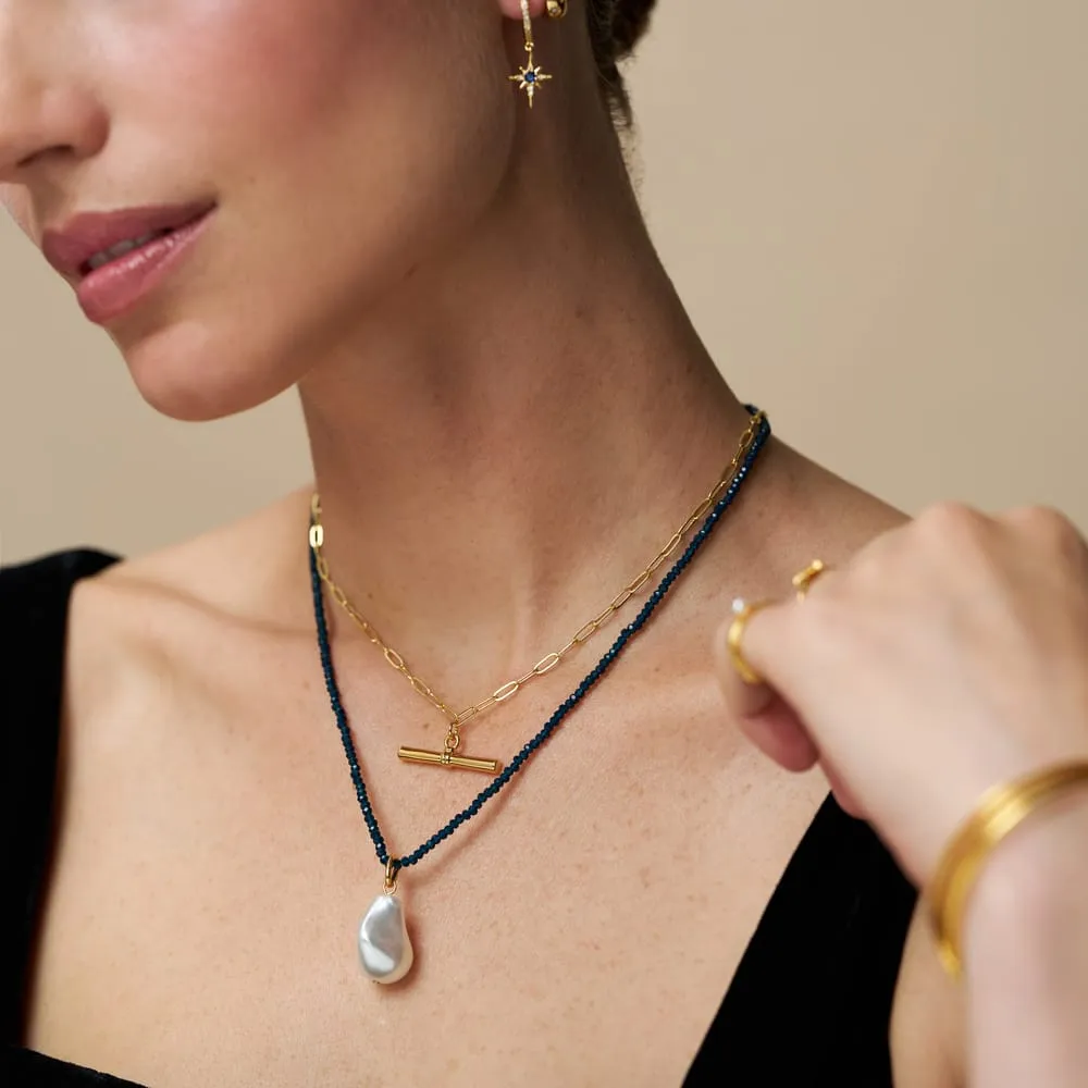 Orelia Blue Bead & Pearl halskæde blå