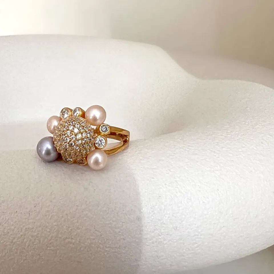 Bykjaergaard Precious forgyldt ring perler zirkonia