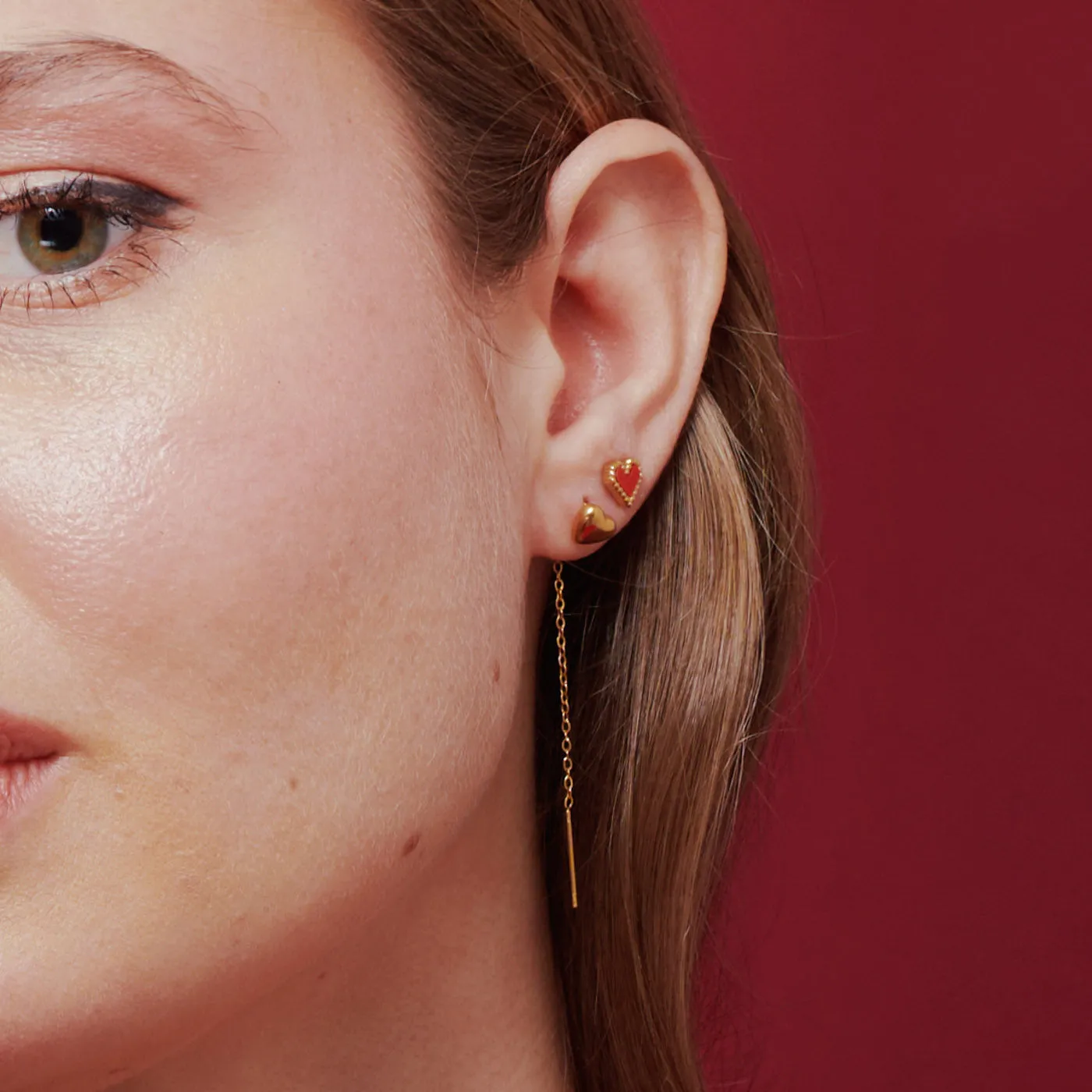 TIMI OF SWEDEN Julie hjerte kædeøreringe guld stål