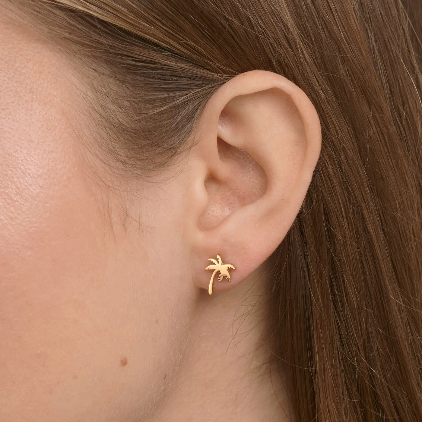 TIMI OF SWEDEN Vanja Palm Tree stud u00f8reringe guld vandtu00e6tte