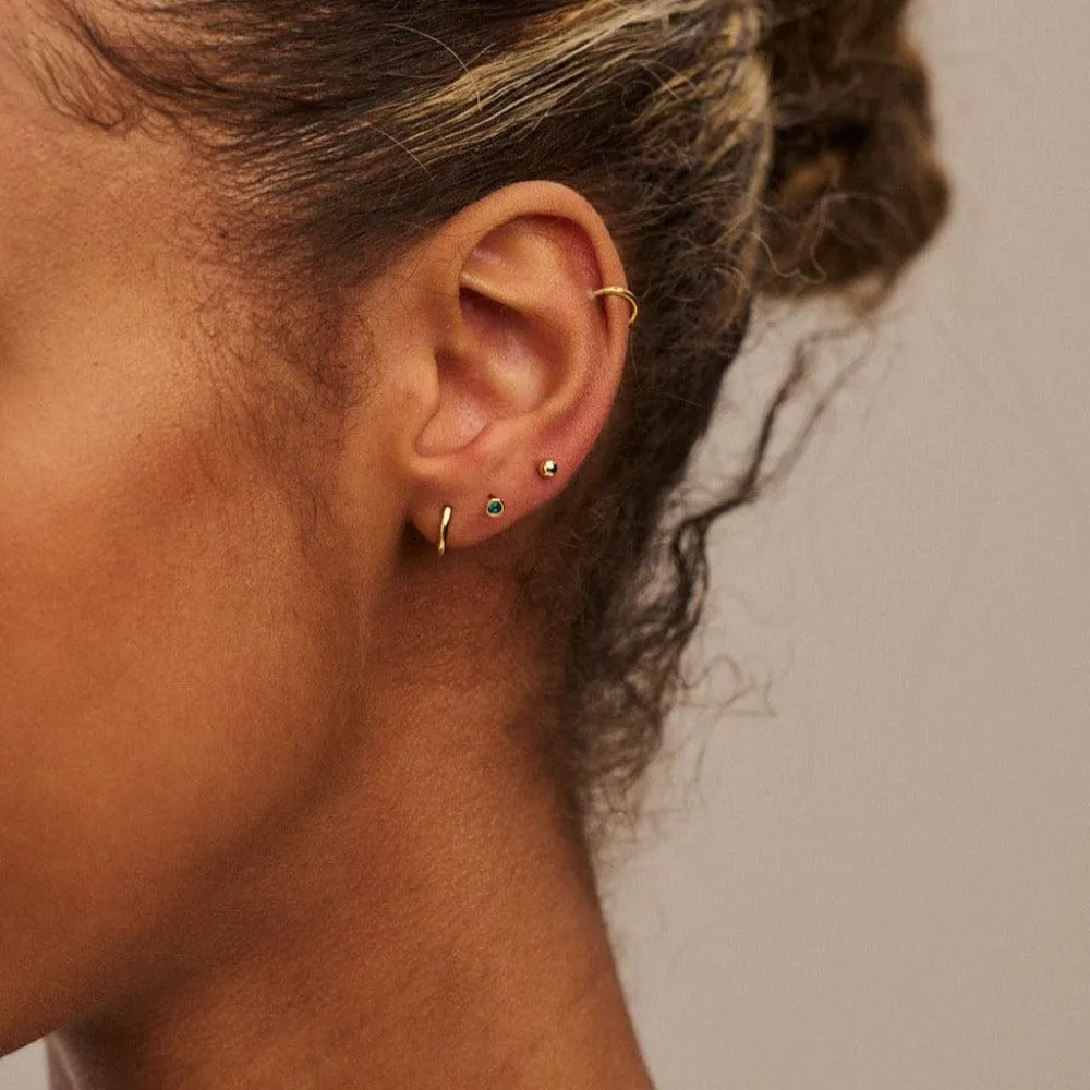 Orelia Emerald Stud & Hoop øreringesæt guld grøn