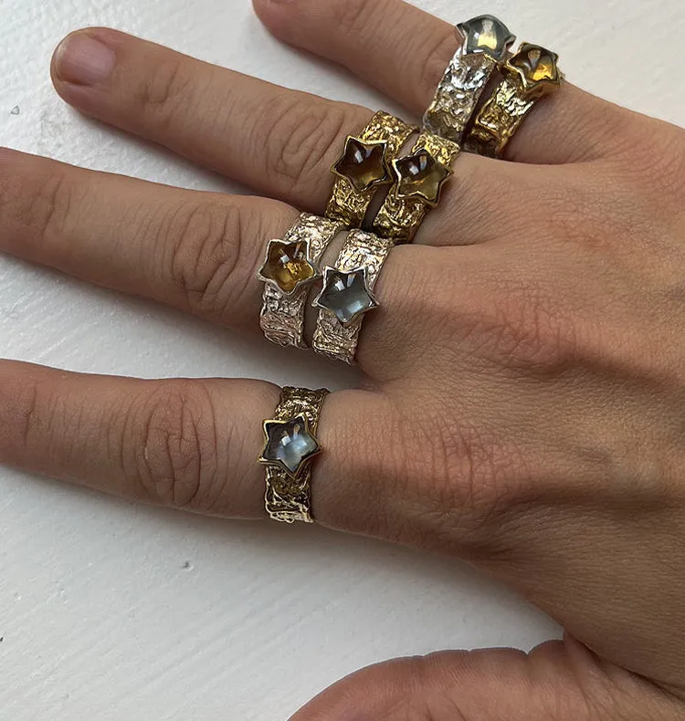 Wos Bedazzled Mini Ursa ring messing citrin gul