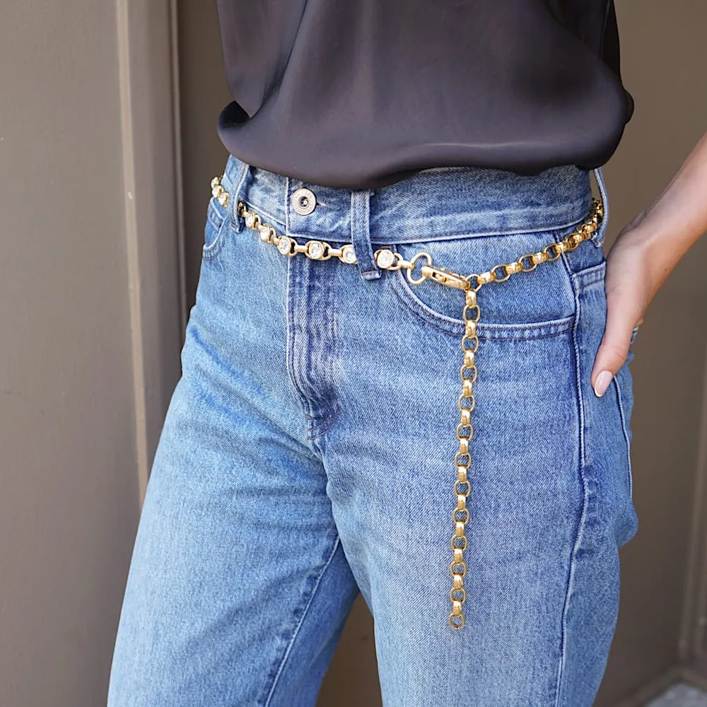 Orelia Vintage Chunky Crystal kædebælte guld
