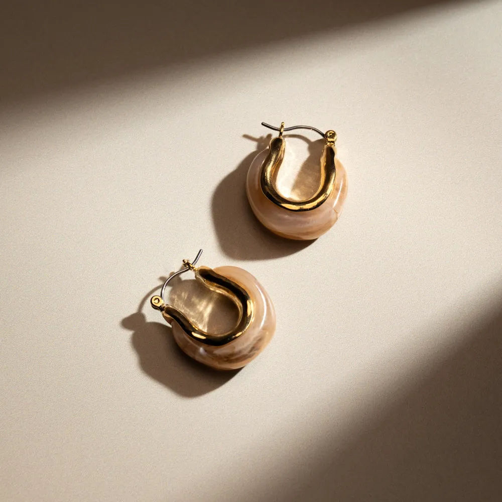 Orelia Marble Resin hoop øreringe guld marmor