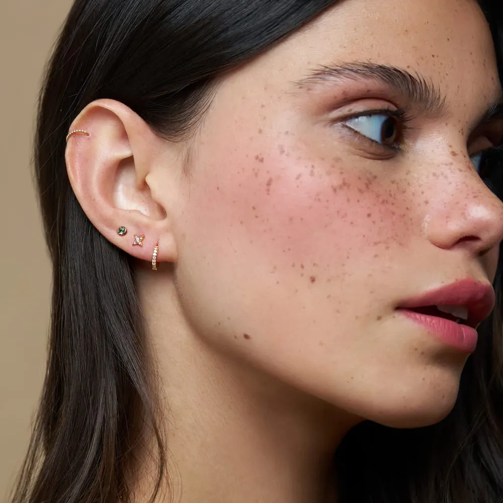 Orelia Mixed Pavé Stud Hoop øreringesæt guld 6 stk