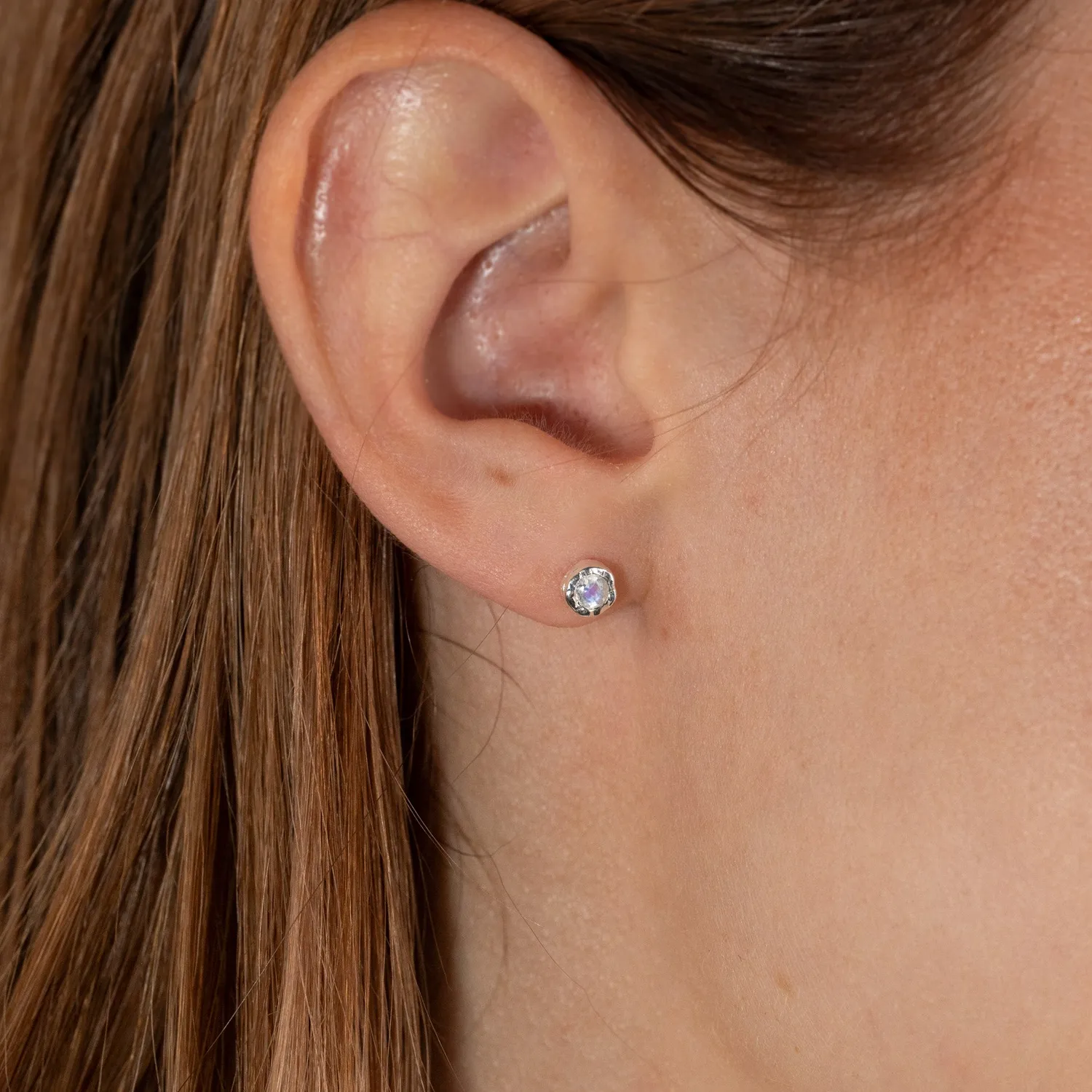 Sisi Copenhagen Selene Moonstone ørestikkere sølv 3mm