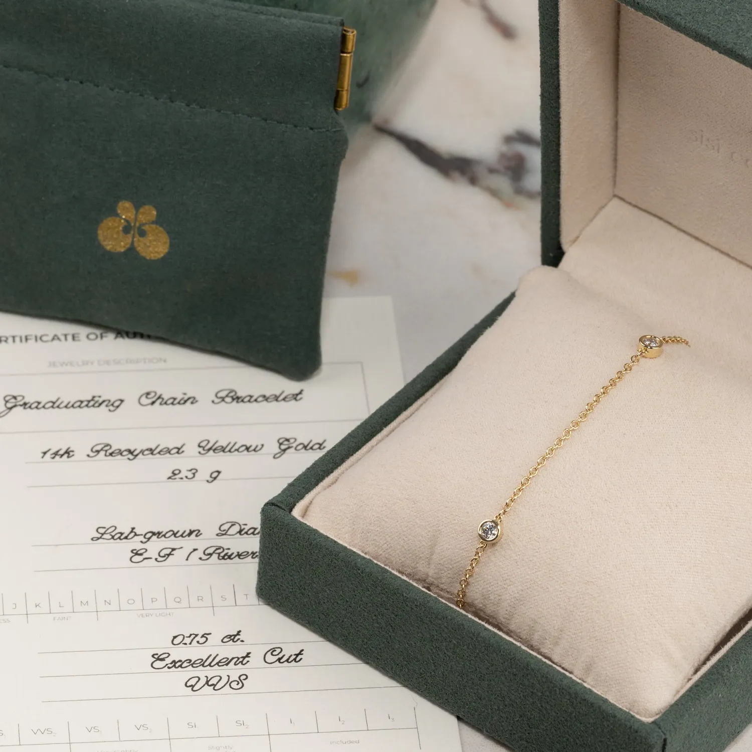 Sisi Copenhagen Three Stone armbånd 0,3 ct 14 kt guld