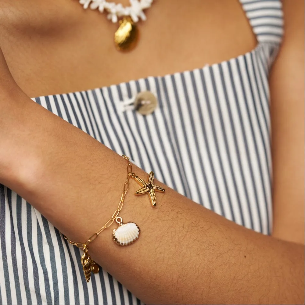 Orelia Eclectic Seaside charm-armbånd guld