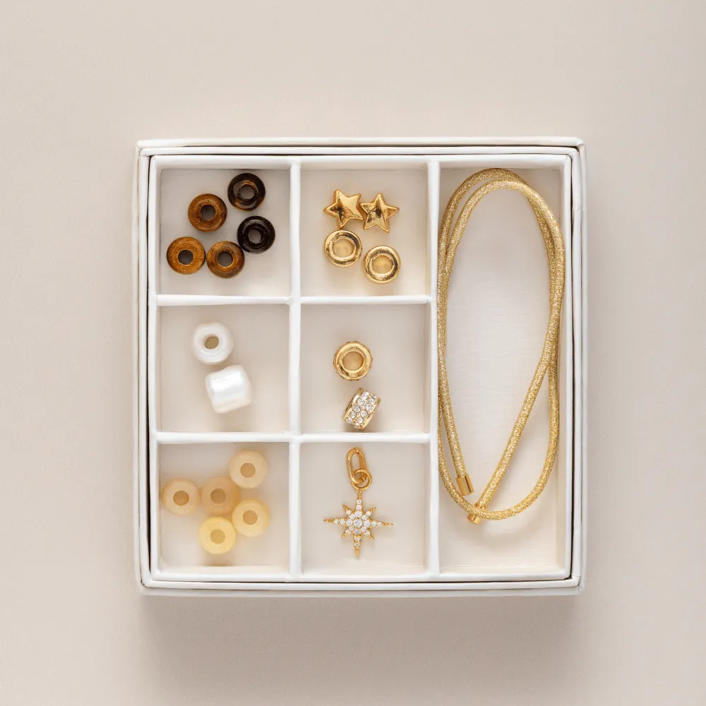 Orelia Create Your Own Star & Pearl armbånd tigerøje