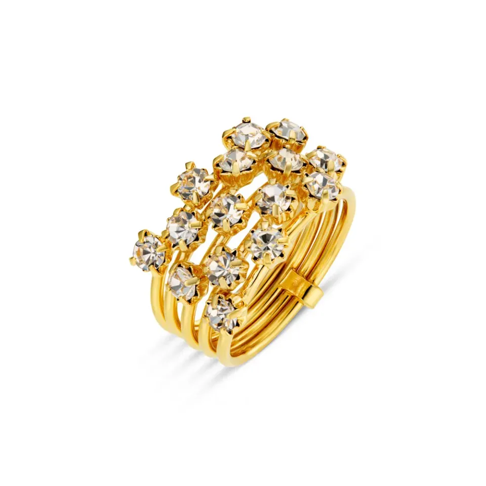 Orelia Crystal Cluster Multi-Band ring guld krystal