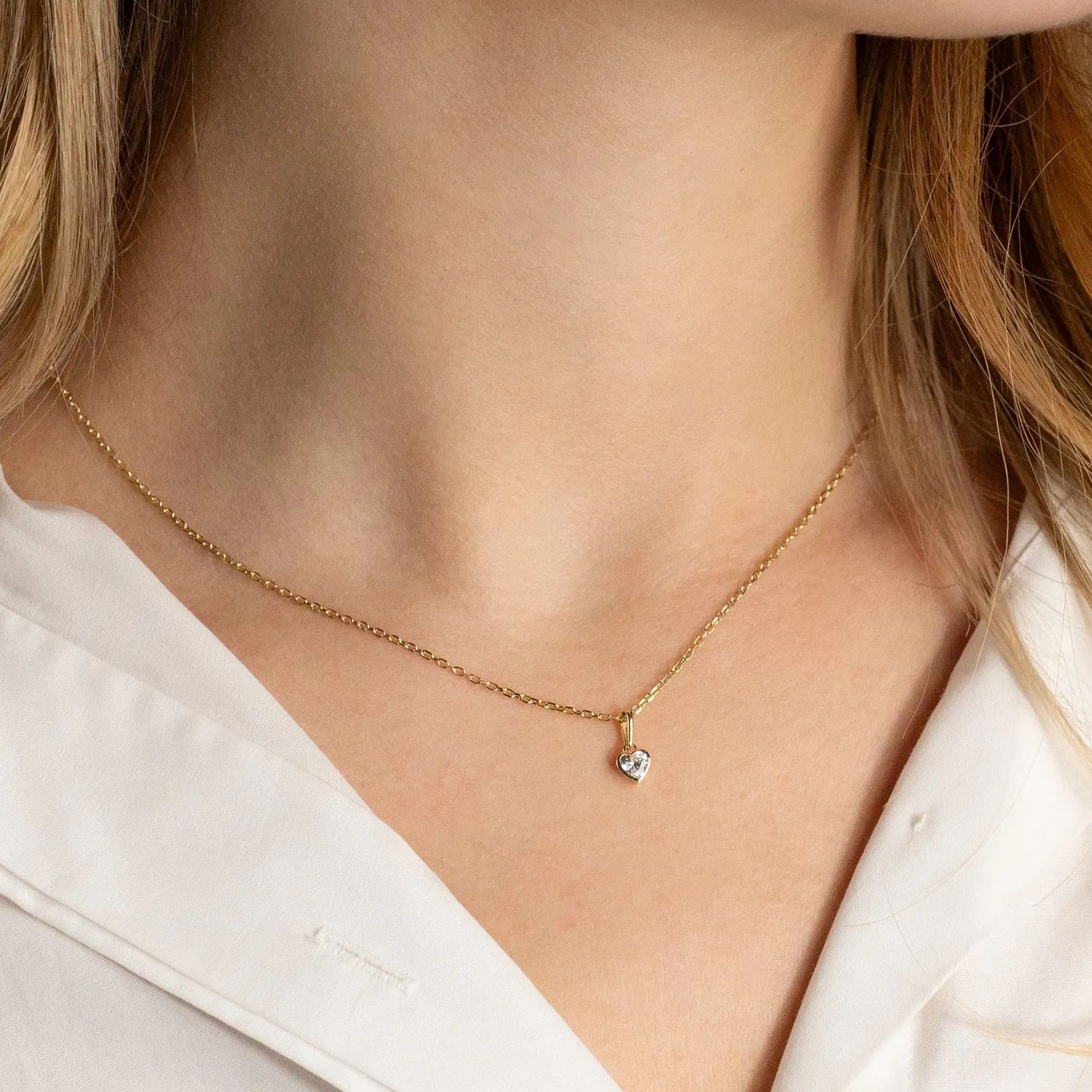 Sisi Copenhagen Crystal Heart vedhæng massivt 9 kt guld