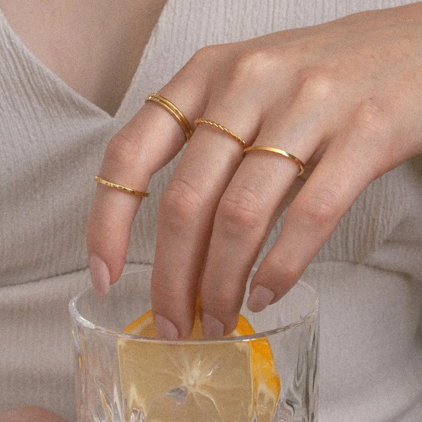 TIMI OF SWEDEN ringsæt ringe guld str. 17 vandtæt