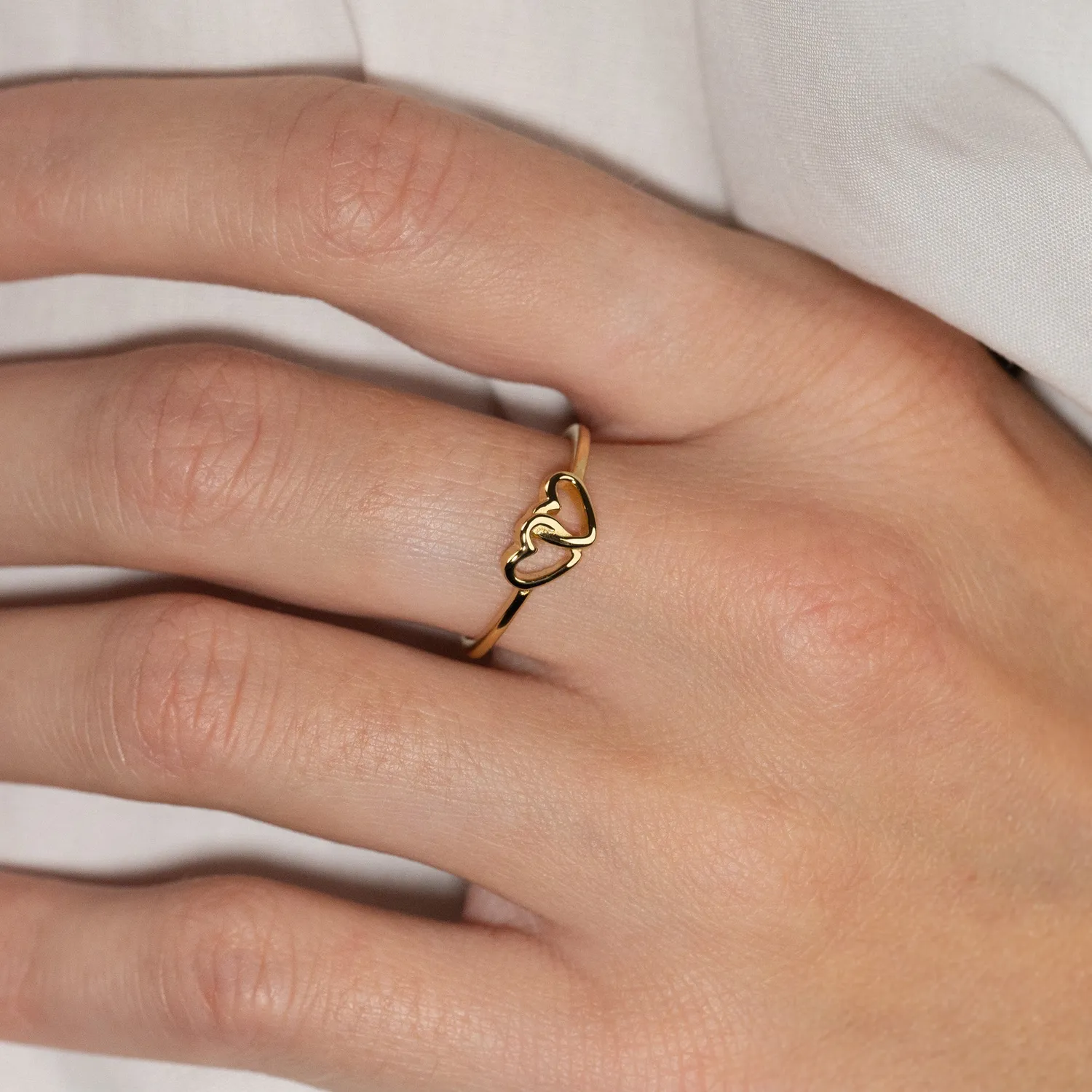 Sisi Copenhagen Adora ring forgyldt med hjerter str. 48-64