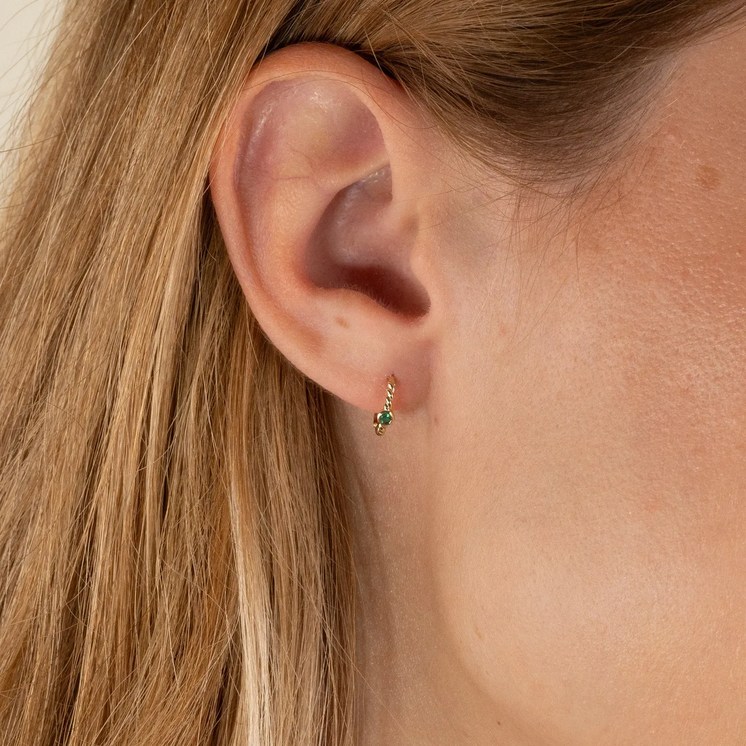 Sisi Copenhagen Sigrid Green Agate creoler 9 kt guld grøn