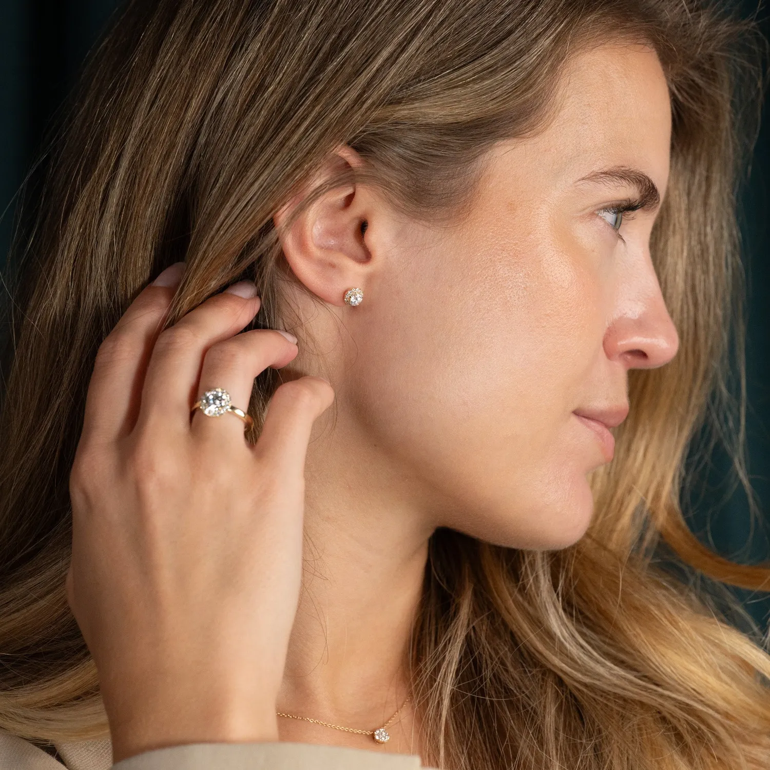 Sisi Copenhagen Halo ørestikker 1,0 ct guld lab-diamant