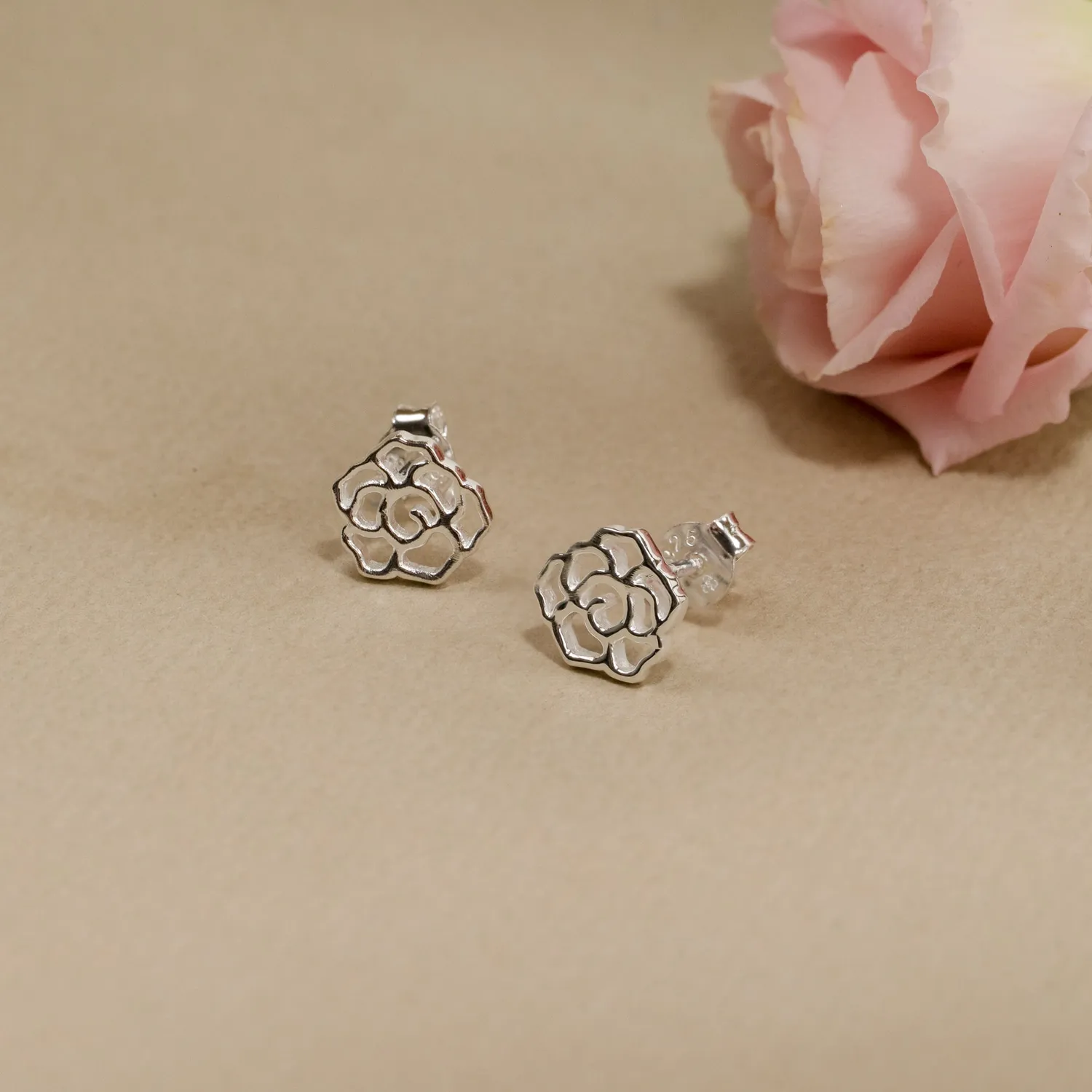 Sisi Copenhagen Rosa Stud ørestikker 8 mm forgyldt par