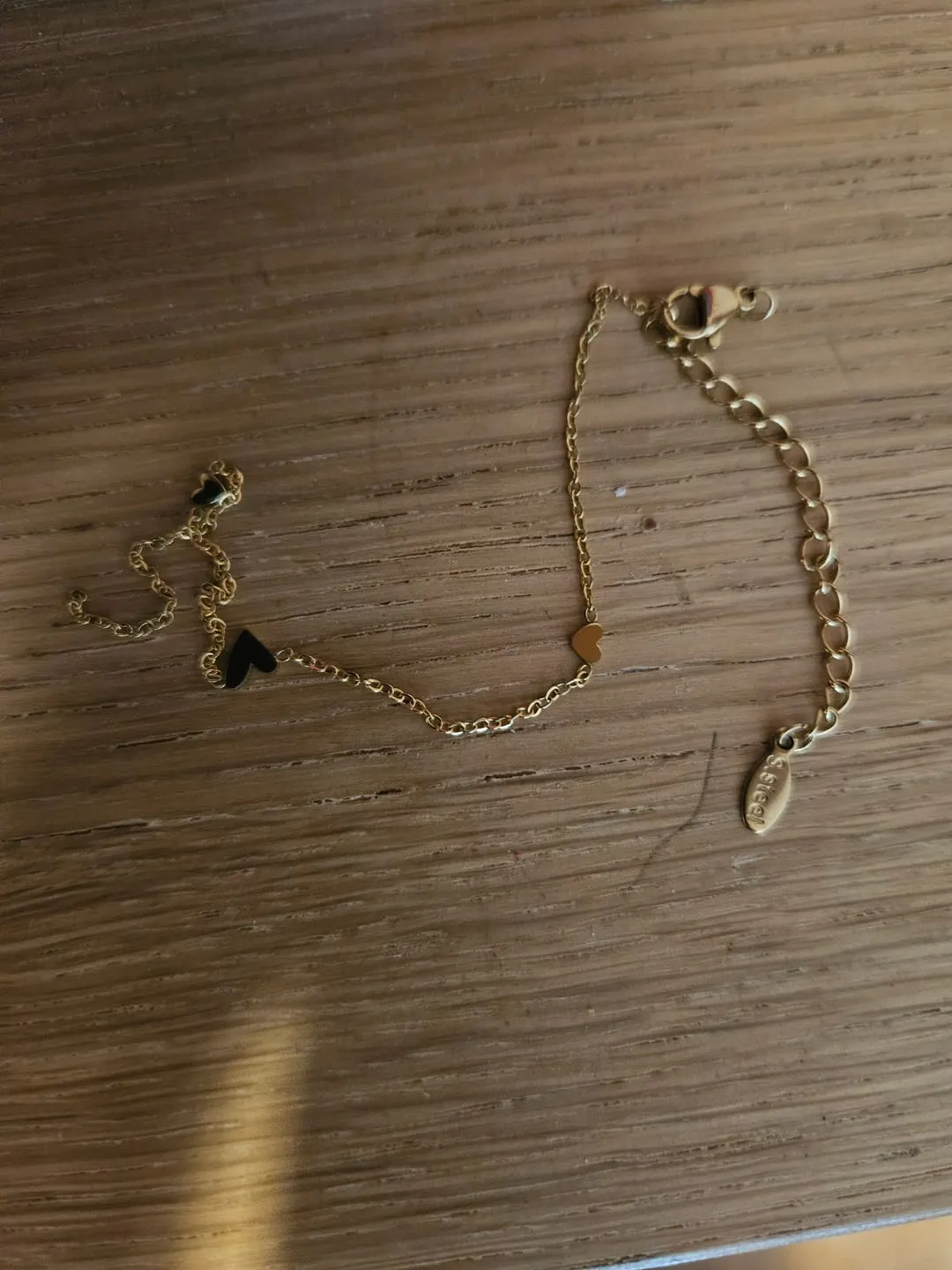 Timi of Sweden Sarah hjerte armbånd stål forgyldt 18cm