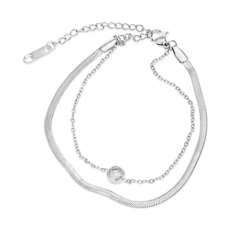 TIMI OF SWEDEN Solvej Duo Armbånd Stål 17+5 cm