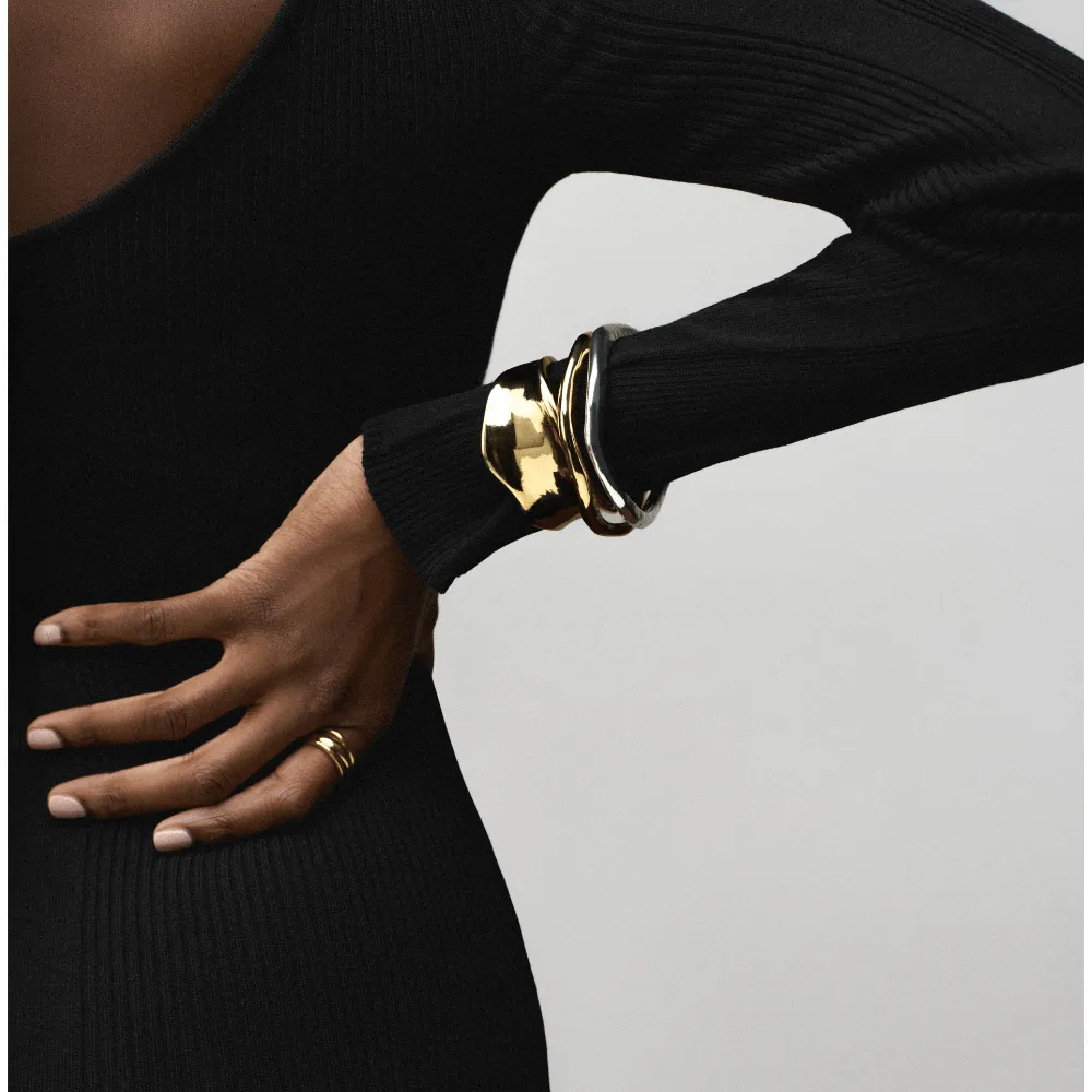 Orelia Organic Molten cuff armbånd forgyldt chunky