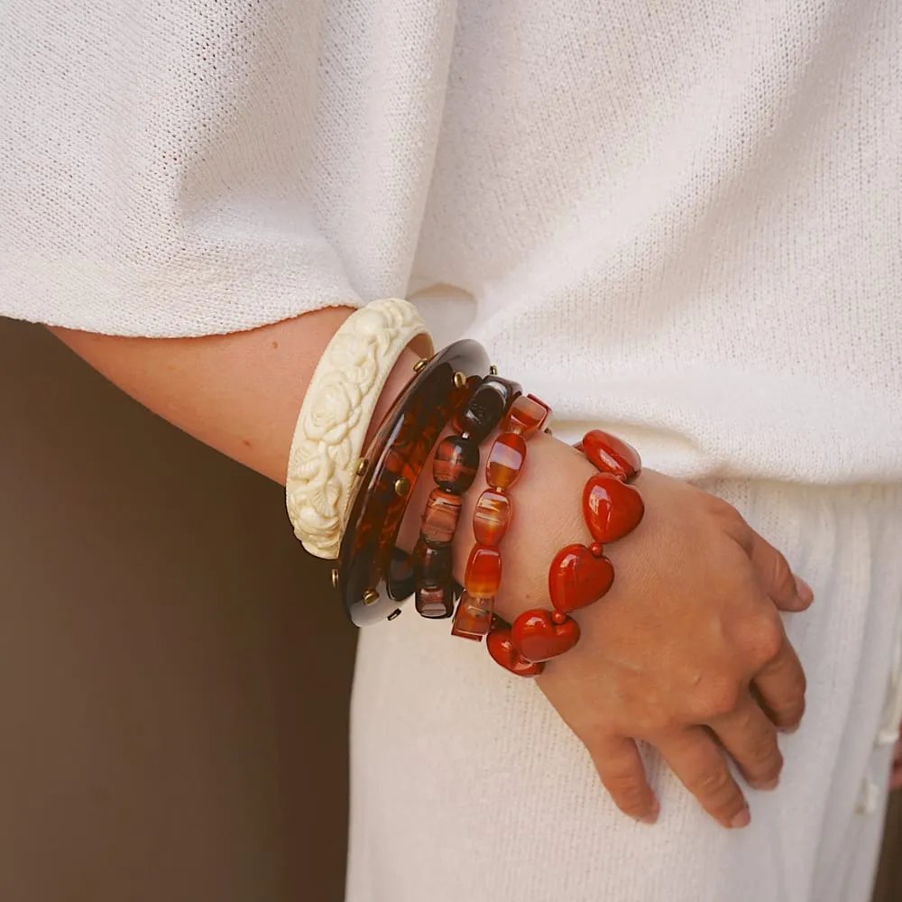 Orelia Vintage Tiger's Eye Beaded armbånd brun stretch