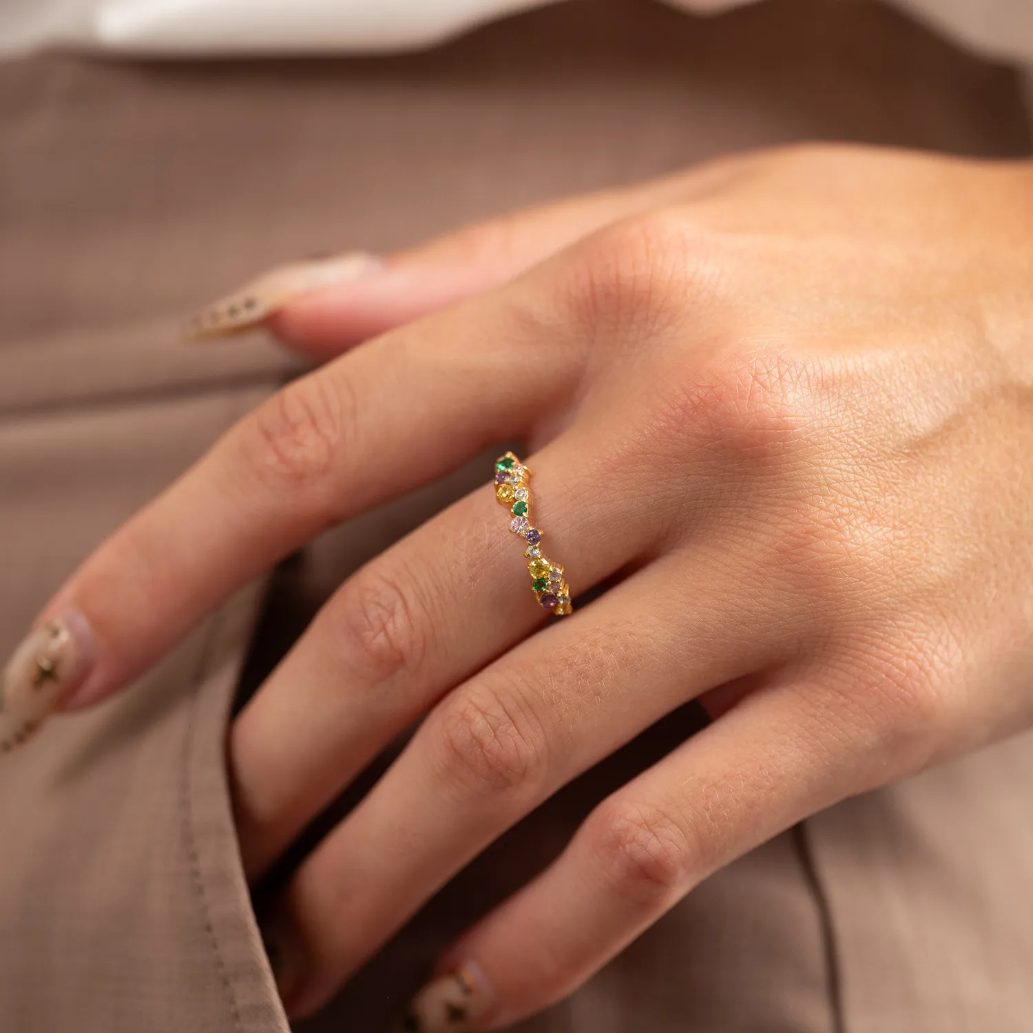 Sisi Copenhagen Clair Rainbow forgyldt ring med zirkonia