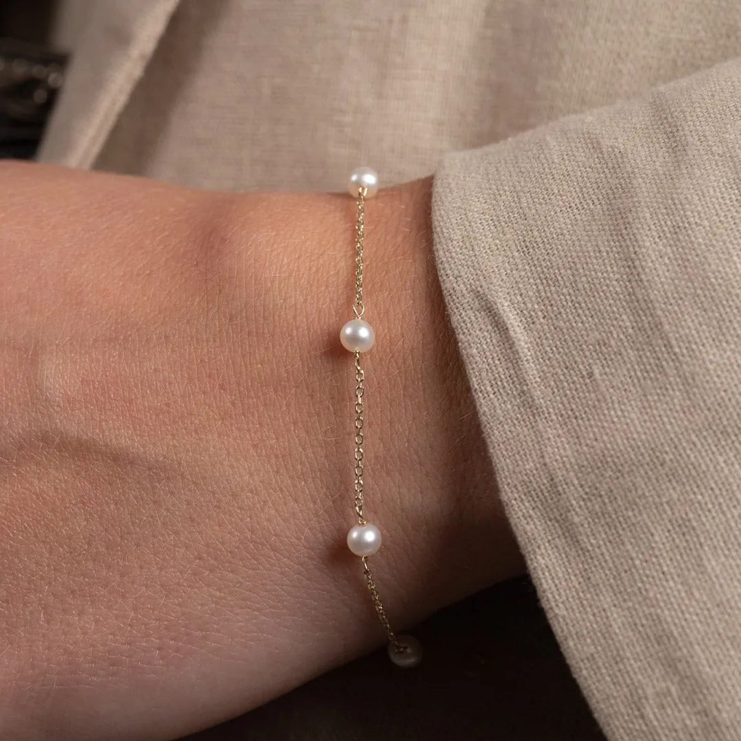 Sisi Copenhagen Erica armbånd massivt guld perler 16-20 cm