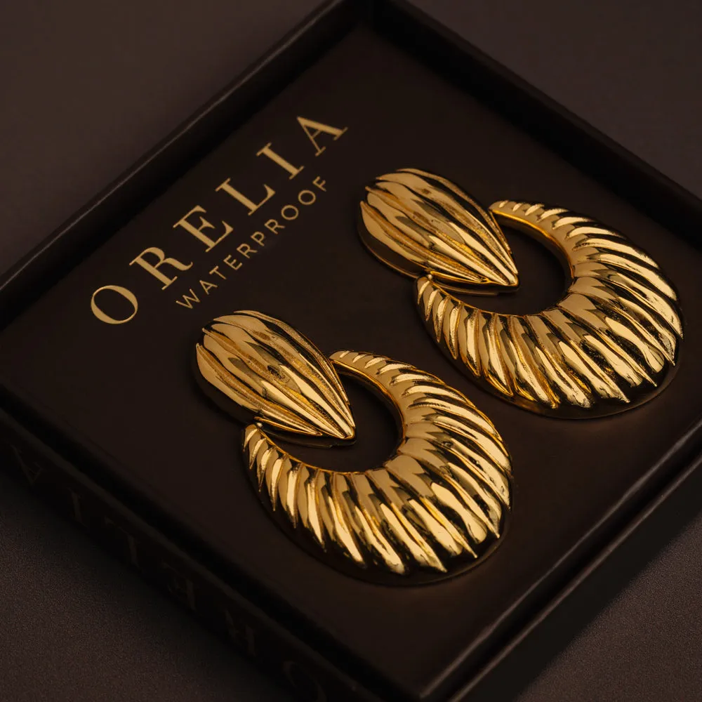 Orelia Luxe Statement Textured Doorknocker øreringe guld