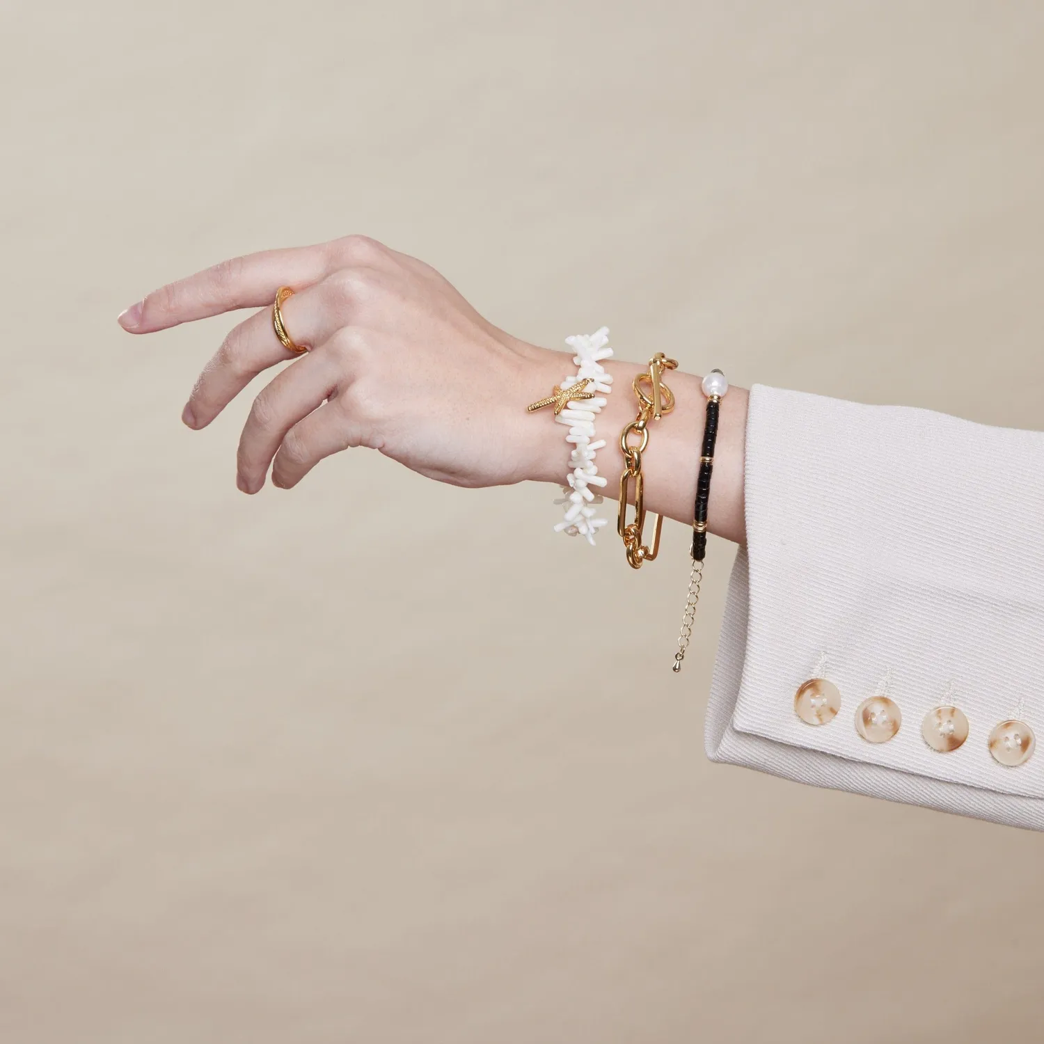 Orelia Rectangular Link T-Bar armbånd forgyldt