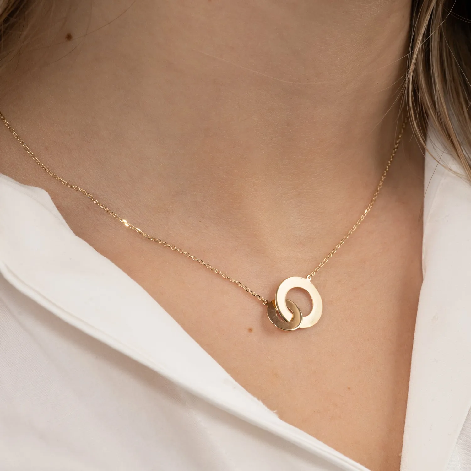 Sisi Copenhagen Joined Rings guldhalskæde graverbar 9 kt