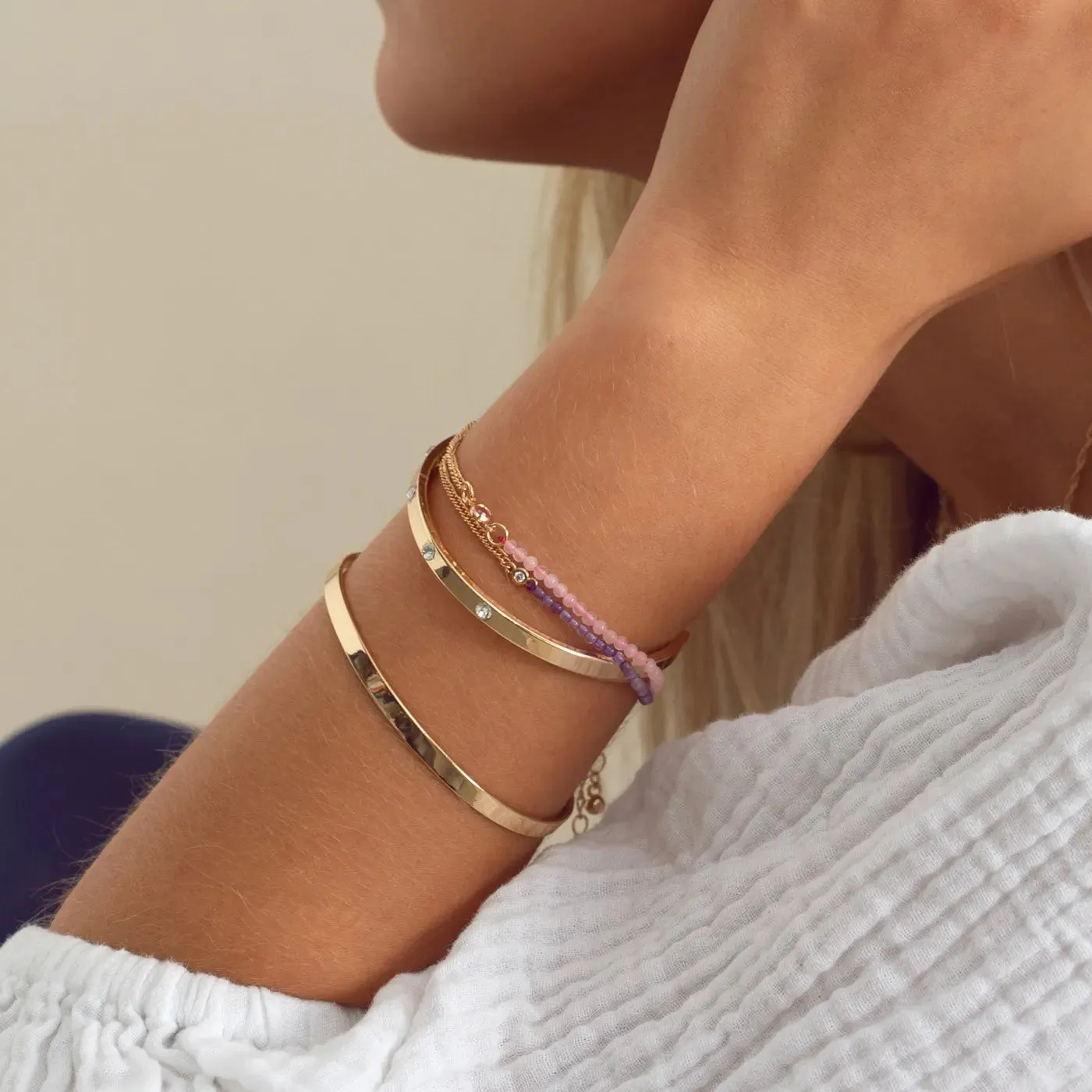 TIMI OF SWEDEN Isa armbånd turmalin 17 cm forgyldt